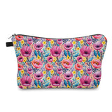 Pouch - Floral Pink Yellow Poppy