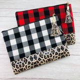 Buffalo Plaid & Leopard Clutch