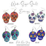 Sugar Skull Wooden Earrings