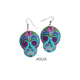 Sugar Skull Wooden Earrings