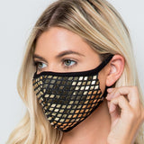 Sequined Mask - Gold & Silver