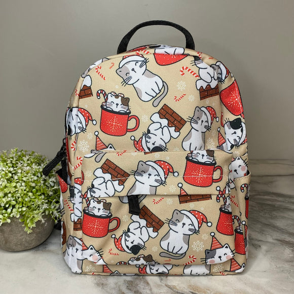 Mini Backpack - Cat Christmas