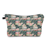 Pouch - Book Stack Roses Teal