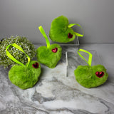 Keychain / Ornament - Fuzzy Pom Pom - Christmas Green Heart