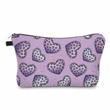 Pouch - Animal Print Heart Lavender Purple