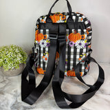Mini Backpack - Halloween - Plaid Pumpkin Floral