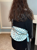 The Roni Nylon Crossbody - Checkered Aqua
