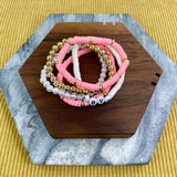 Bracelet Pack - Clay & Gold Bead - Love