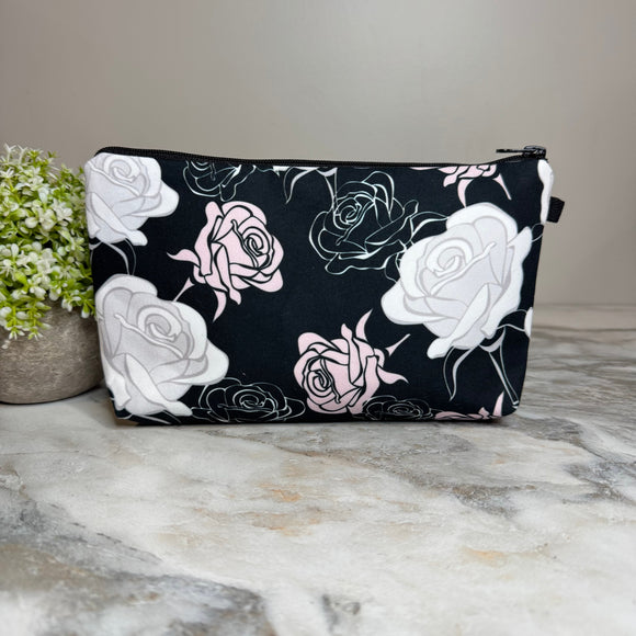 Pouch - Floral Pink White Roses