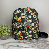 Mini Backpack - Floral On Black