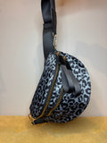 The Roni Nylon Crossbody - Animal Print Grey with Black - PREORDER