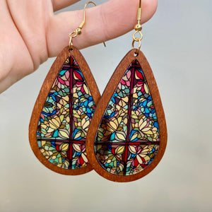 Wooden Teardrop Cutout - Stained Glass Acrylic - #5