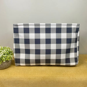 Pop Up Canvas Basket - Grey Navy Plaid