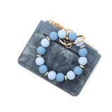 Denim Suede Bracelet Keychain & Card Holder Wallet