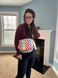 The Roni Nylon Crossbody - Checkered Colorful White