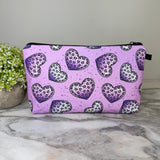 Pouch - Animal Print Heart Lavender Purple