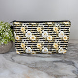 Pouch - Floral Ivory Cream Stripe