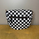 The Roni Nylon Crossbody - Checkered Black & White