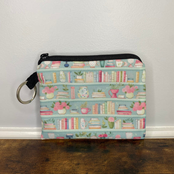 Mini Pouch - Mint Floral Bookcase