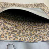 Tote Briefcase Bag - Black & Animal Print