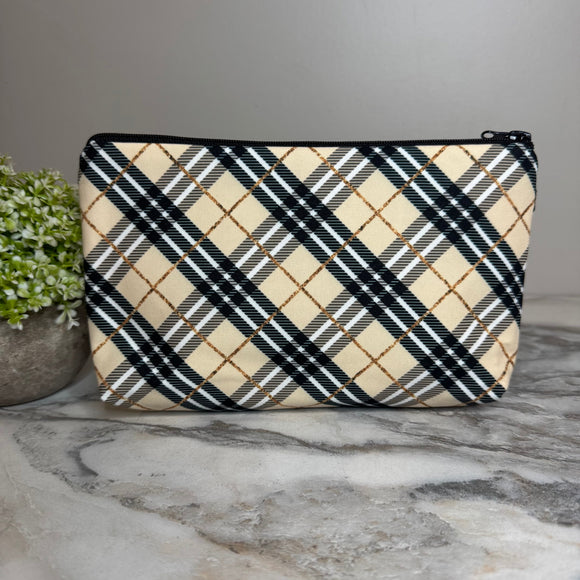 Pouch - Plaid Tan & Gold