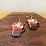 Wooden Dangle Earrings - Fall - Pumpkin Spice