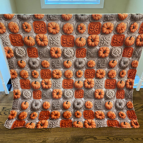 Blanket - Halloween - Knit Pumpkins