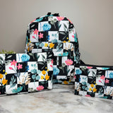 Mini Backpack, Pouch, & Mini Pouch Bundled Set - Floral Checker