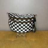 The Roni Nylon Crossbody - Checkered Dark Green