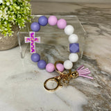 Silicone Bracelet Keychain - Cross - Purple