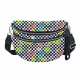 The Roni Nylon Crossbody - Halloween Fall Rainbow Bat Checker