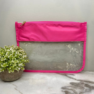 Pouch - XL Clear Zip - Hot Pink