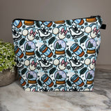 Pouch XL - Christmas Light Blue Snow Globe Ice Skate