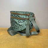 The Roni Nylon Crossbody - Animal Print Dark Green