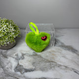 Keychain / Ornament - Fuzzy Pom Pom - Christmas Green Heart