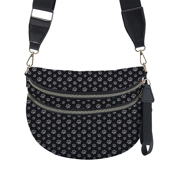 The Roni Nylon Crossbody - Black & Grey Paw - PREORDER
