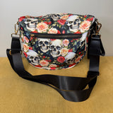 The Roni Nylon Crossbody - Skull Floral