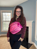 The Roni Nylon Crossbody - Animal Print Hot Pink