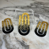 Jumbo Paperclip - Black & Gold Glitter