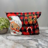 Corduroy Zip Pouch - Christmas Santa Plaid