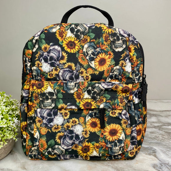 Mini Backpack - Skull Sunflower