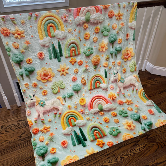 Blanket - St. Patrick’s Day - Clay Unicorn Rainbow Clover
