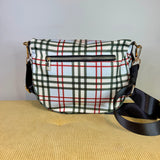 The Roni Nylon Crossbody - Plaid Blue Tan