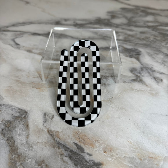 Jumbo Paperclip - Black White Checker