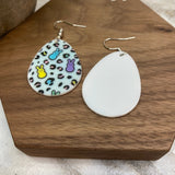 Acrylic Dangle Earrings - Easter - Egg-Shaped Animal Print Bunnies