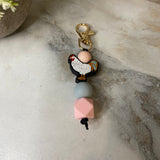 Keychain - Silicone Bead - Chicken - Pink