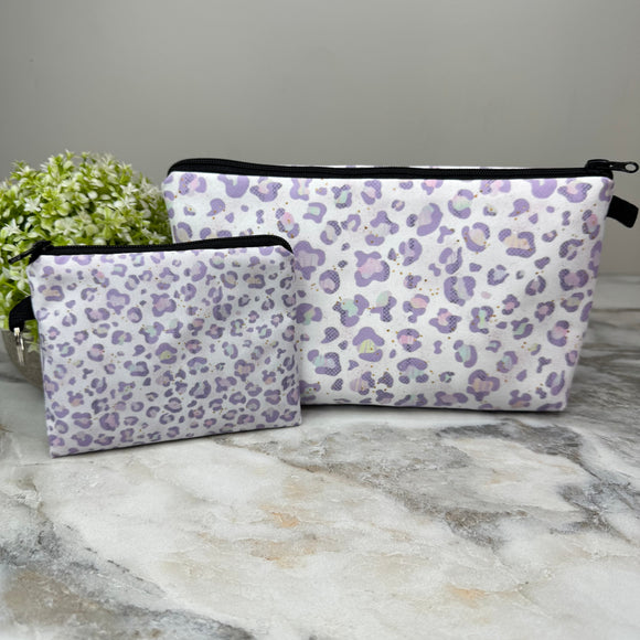 Pouch & Mini Pouch Bundled Set - Animal Print Purple