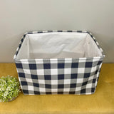 Pop Up Canvas Basket - Grey Navy Plaid