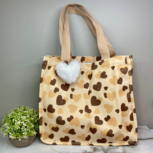 Heart Tote Bag - Brown + Tan