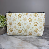 Pouch - Christmas Holiday - Dog Gold Snowflake Paw